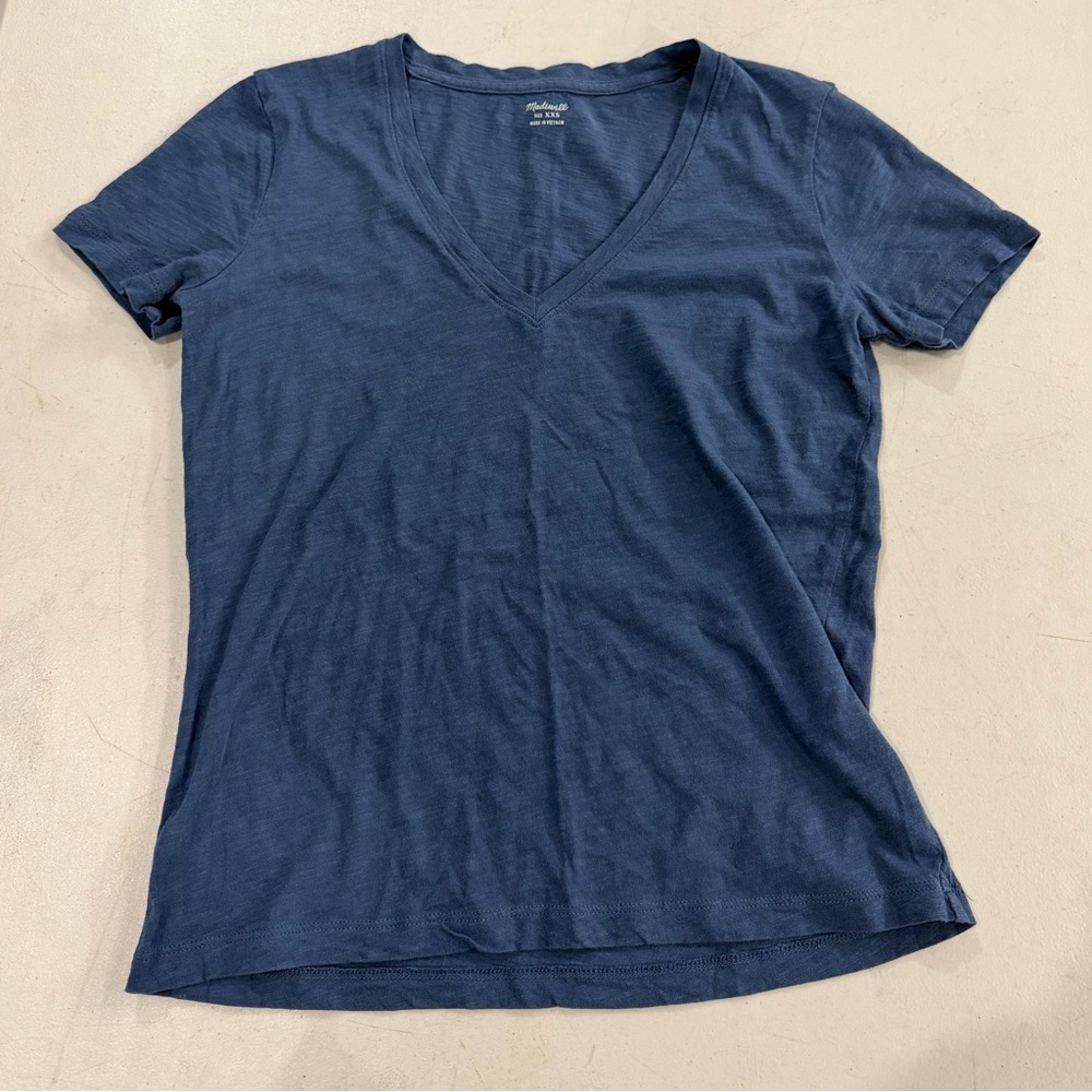 Madewell Deep Blue V-Neck Tee